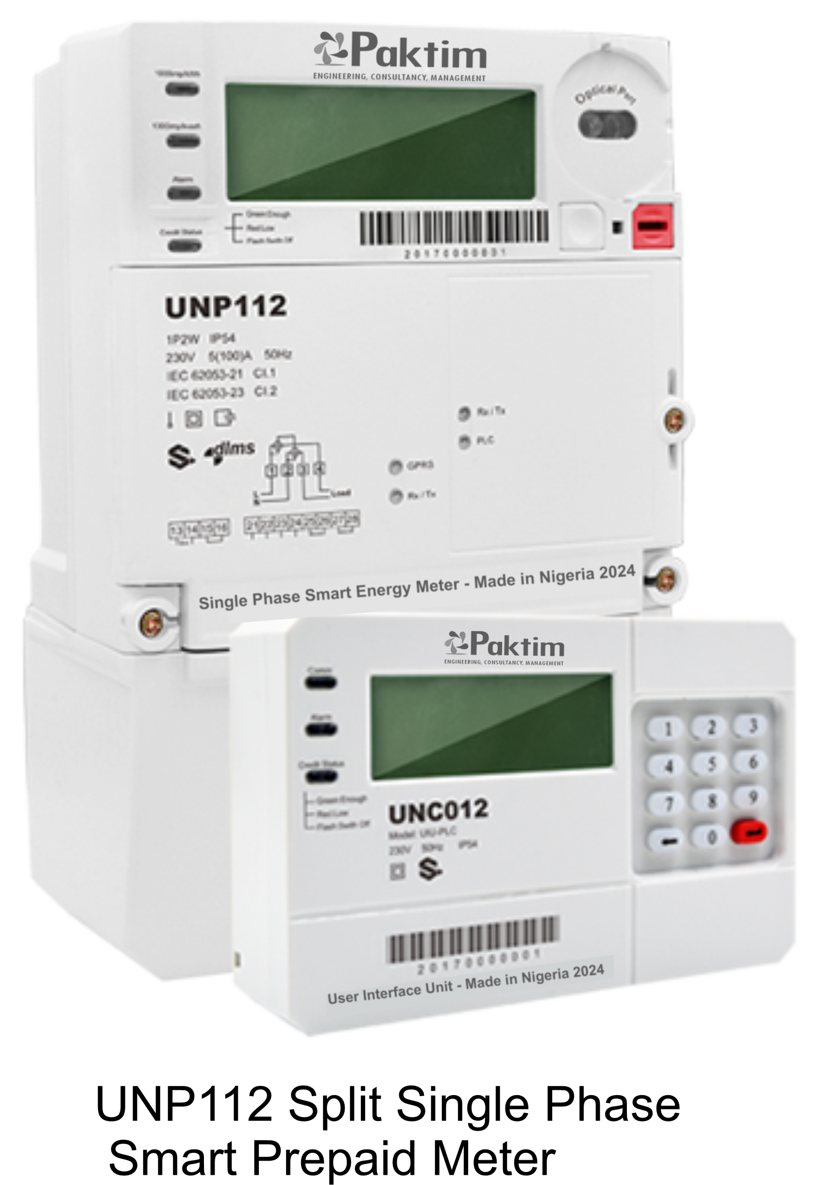 UNP112 Split Single Phase Smart Prepaid Meter